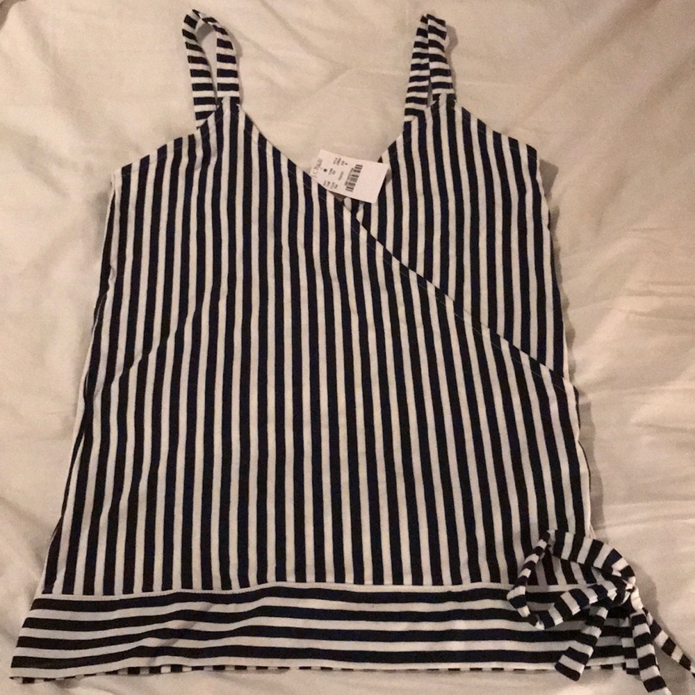 J.Crew navy blue striped top